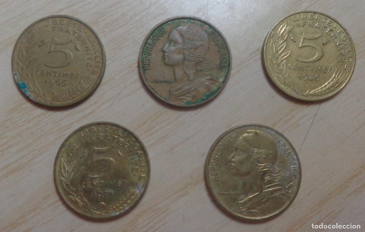 Monedas antiguas de Europa: LOTE DE 5 MONEDAS DE 5 CENTIMOS, FRANCIA