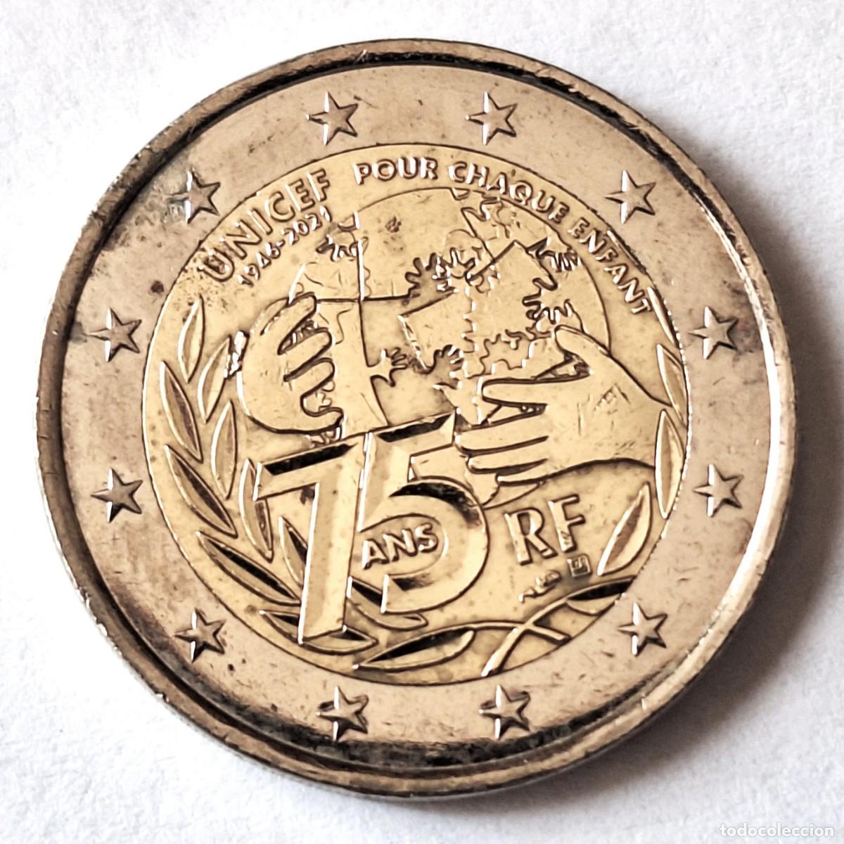 Monedas antiguas de Europa: FRANCIA - MONEDA CONMEMORATIVA DE 2 EUROS DEL A&Ntilde;O 2021 -75 ANIVERSARIO U.N.I.C.E.F.- BIEN CONSERVADA