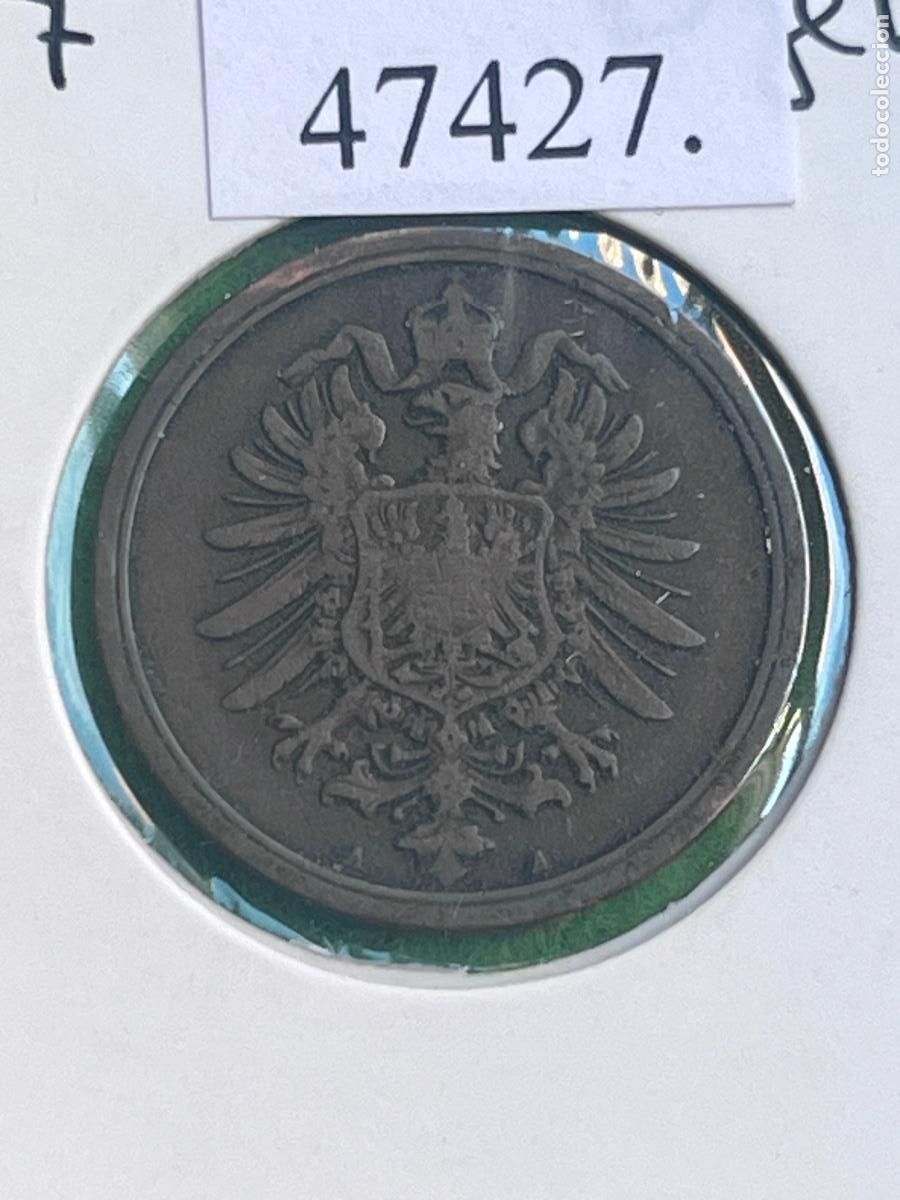 Monedas antiguas de Europa: Alemania 2 pfennig 1877 A, 2&ordm; Imperio, Segundo Reich