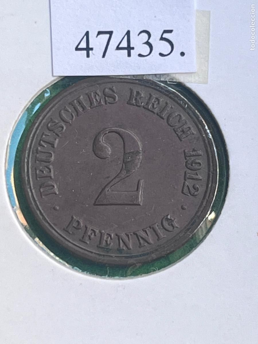 Monedas antiguas de Europa: Alemania 2 pfennig 1912 A, 2&ordm; Imperio, Segundo Reich