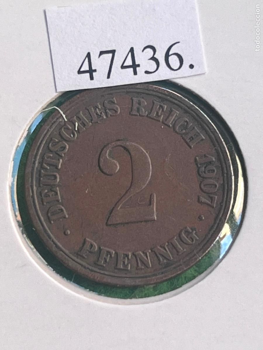 Monedas antiguas de Europa: Alemania 2 pfennig 1907 A, 2&ordm; Imperio, Segundo Reich