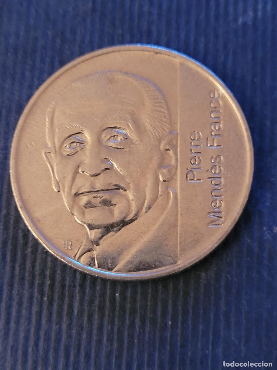 Monedas antiguas de Europa: Moneda 5 francos 1992 10&ordm; aniversario - Muerte de Pierre Mendes Francia