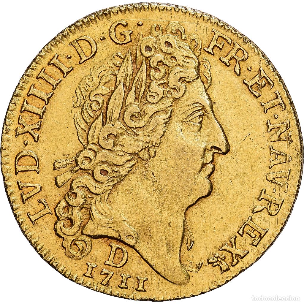 Monedas antiguas de Europa: [#1545576] Francia, Louis XIV, louis d'or au soleil, 1711, Lyon, Oro, MBC, Gadoury:256