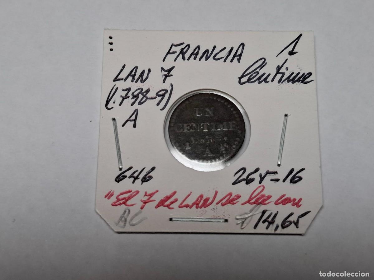 Monedas antiguas de Europa: 1 CENTIME LAN 7 KM 646 FRANCIA en BC