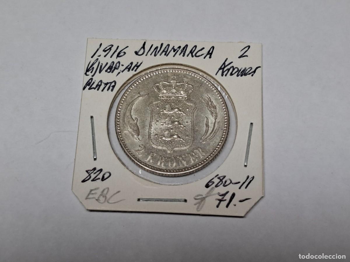 Monedas antiguas de Europa: 2 KRONER de PLATA de 1916 KM 820 DINAMARCA en EBC