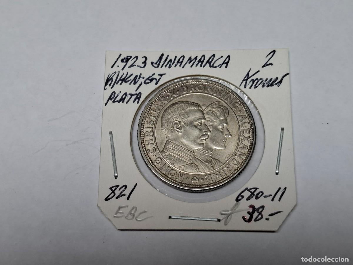 Monedas antiguas de Europa: 2 KRONER de PLATA de 1923 KM 821 DINAMARCA en EBC