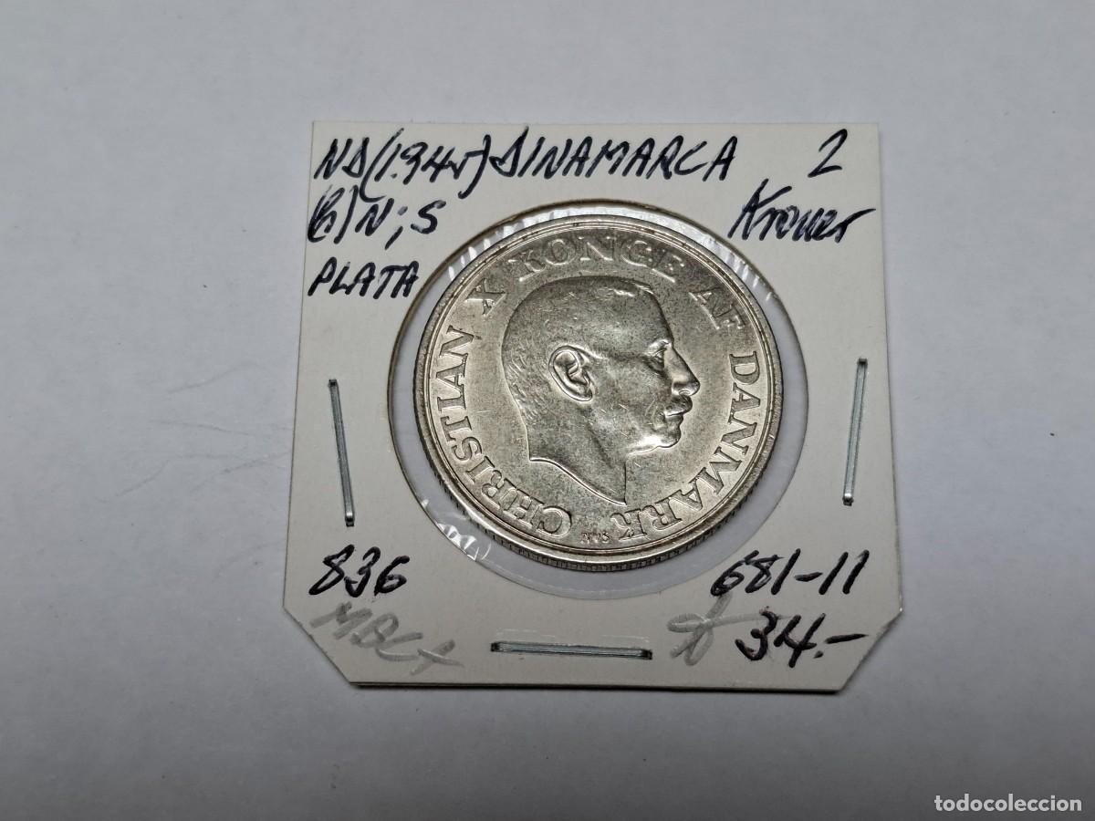 Monedas antiguas de Europa: 2 KRONER de PLATA de 1945 KM 836 DINAMARCA en MBC+