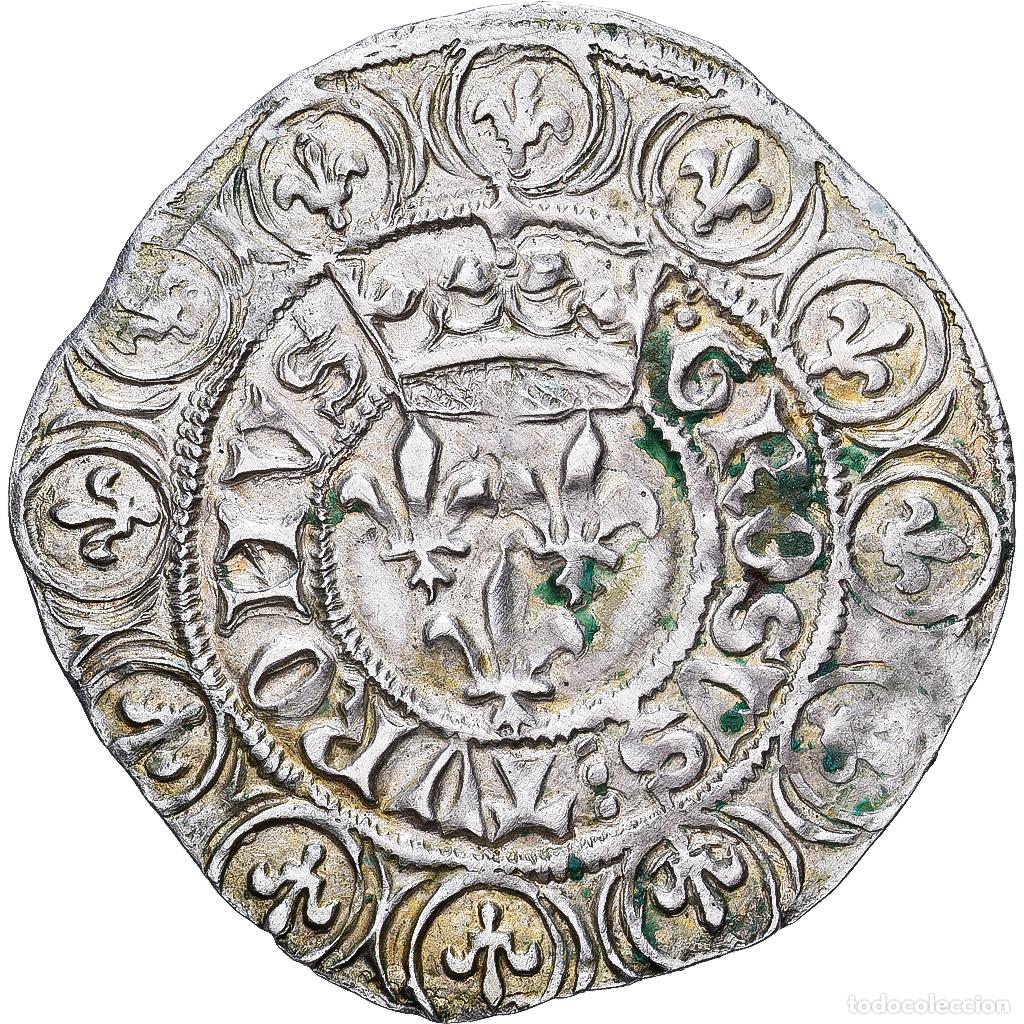 Monedas antiguas de Europa: [#1545724] Francia, Charles VI, Gros aux lis, 1380-1422, Tours, Plata, MBC, Duplessy:384