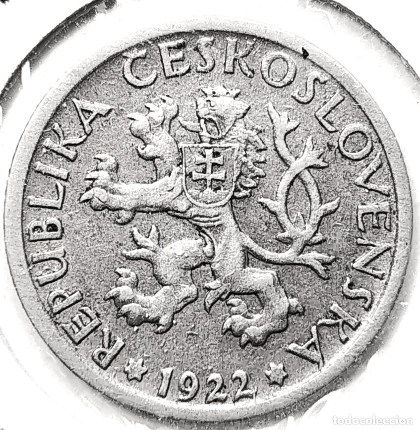 Monedas antiguas de Europa: CHECOSLOVAQUIA (1919-1938) - 1 CORONA 1922 - C - PRIMERA REPUBLICA - 6,66 GR. CUPRONIQUEL
