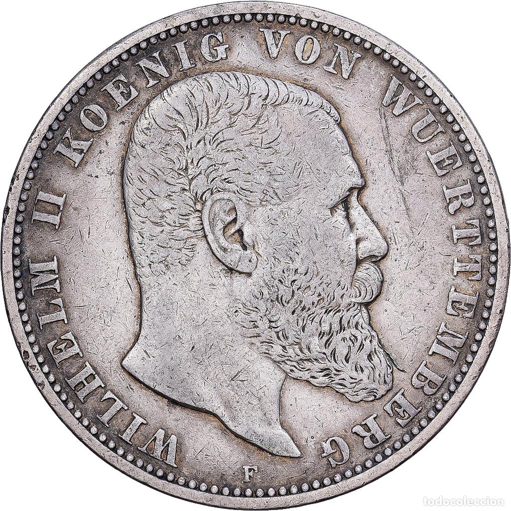 Monedas antiguas de Europa: [#1545519] ALEMANIA - IMPERIO, Wilhelm II, 5 Mark, 1899, Stuttgart, Plata, MBC, KM:632
