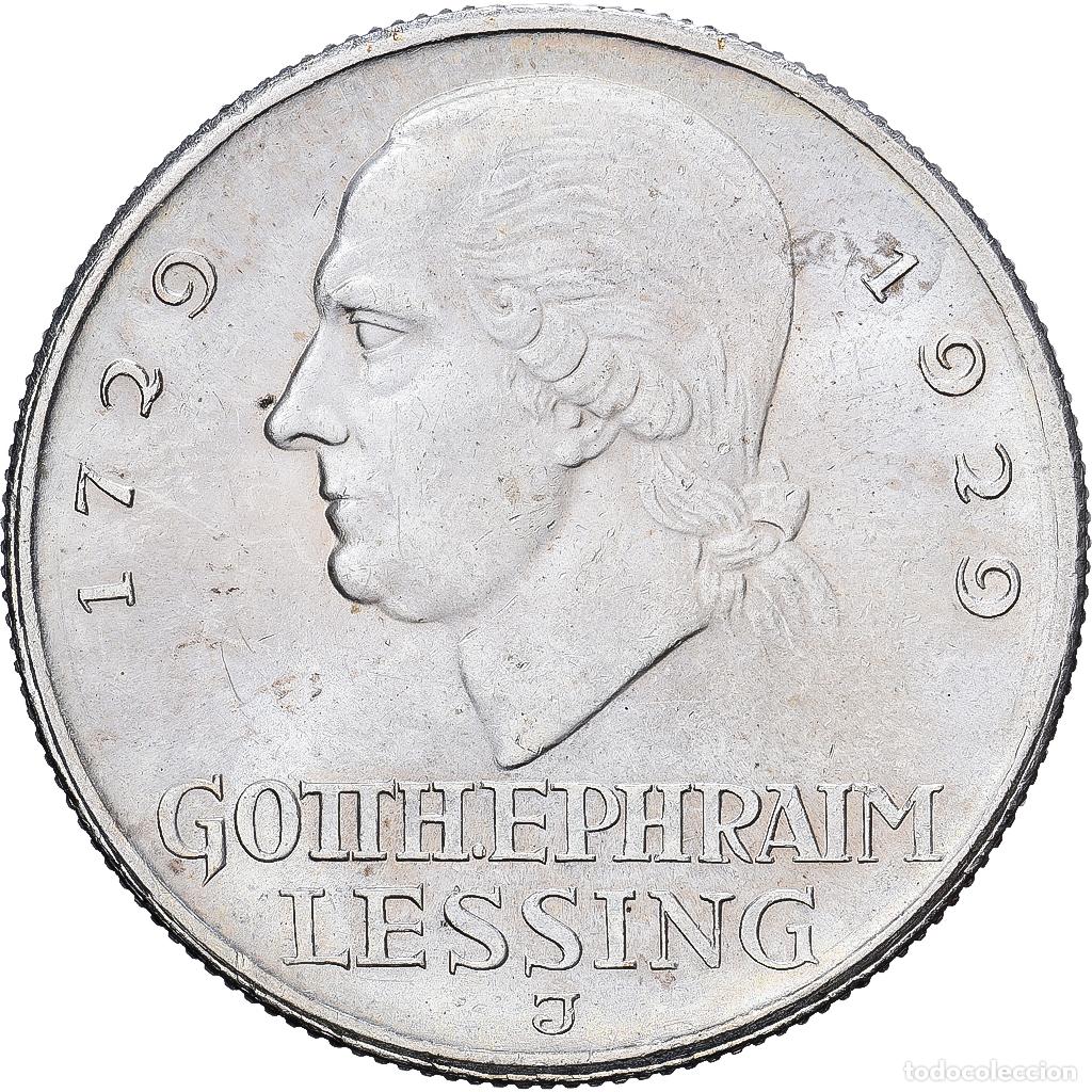 Monedas antiguas de Europa: [#1545515] Alemania, 3 Mark, Gotthold Lessing, 1929, Hamburg, Plata, EBC, KM:60