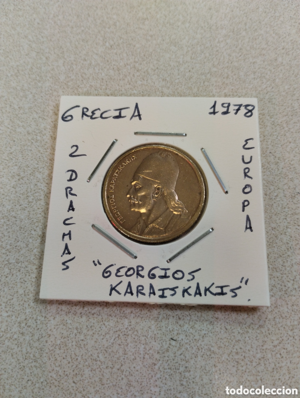 Monedas antiguas de Europa: Moneda 2 dracmas Grecia a&ntilde;o 1978 mbc encartonada