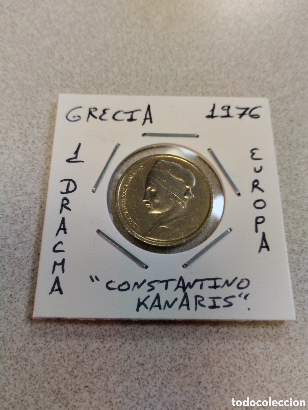 Monedas antiguas de Europa: Moneda 1 dracma Grecia a&ntilde;o 1976 mbc encartonada