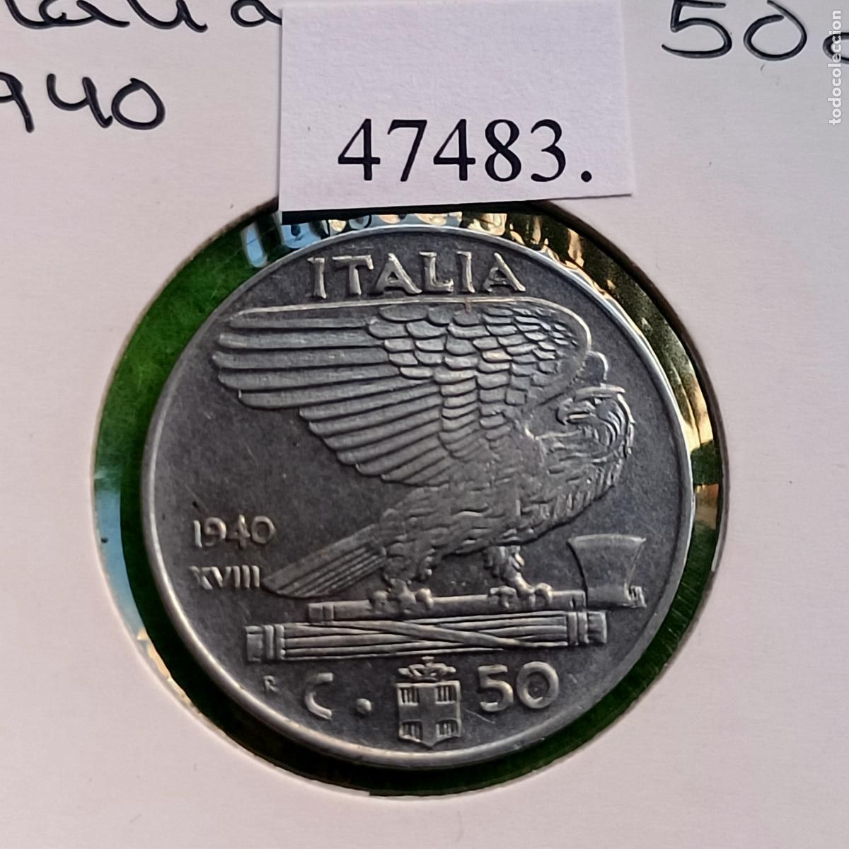 Monedas antiguas de Europa: Italia, 50 c&eacute;ntimos 1940