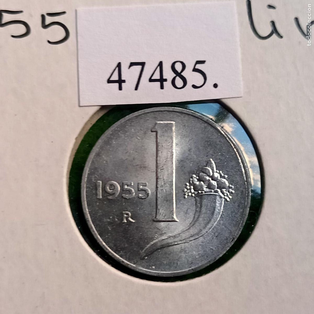 Monedas antiguas de Europa: Italia, 1 lira, 1955