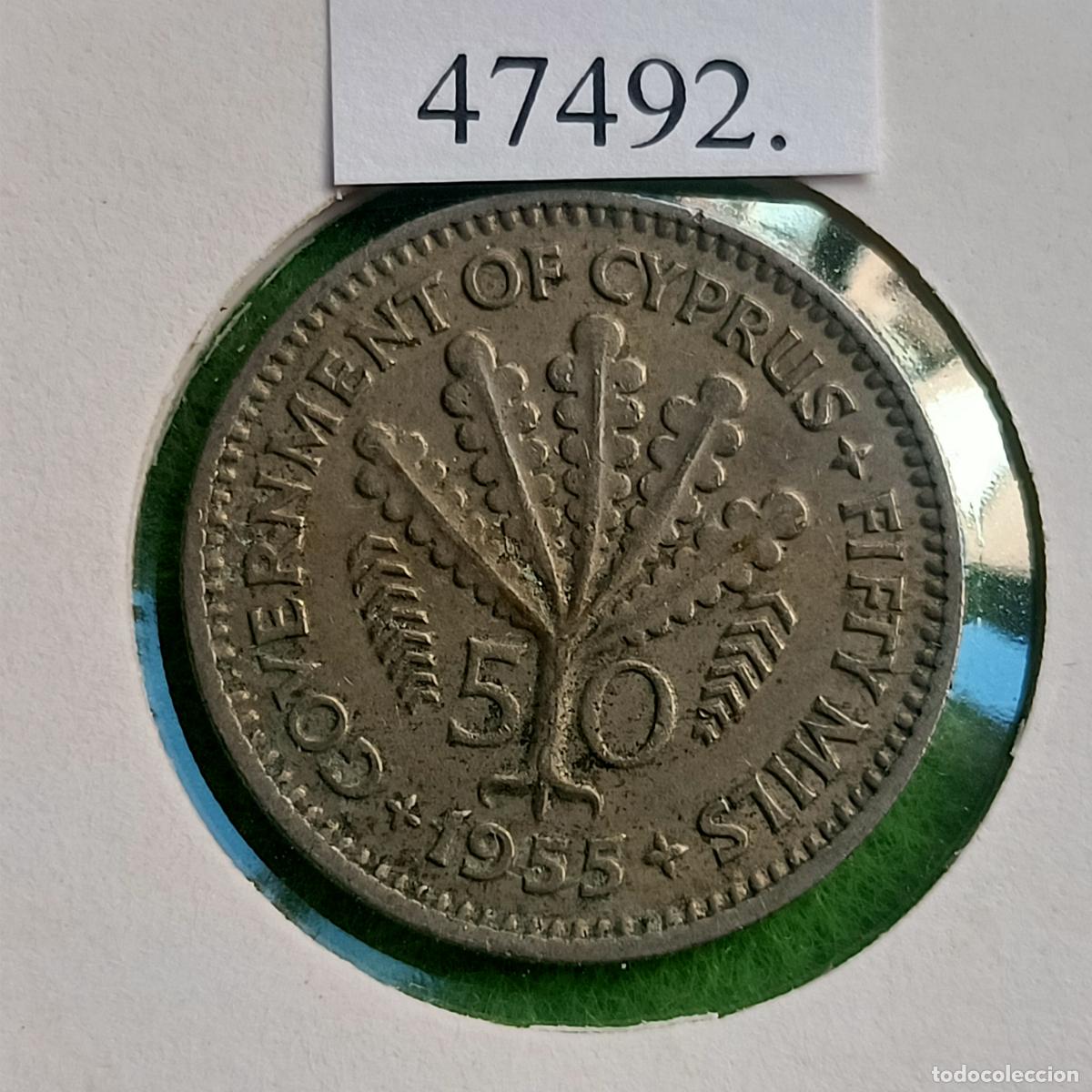 Monedas antiguas de Europa: Chipre , 50 mils 1955