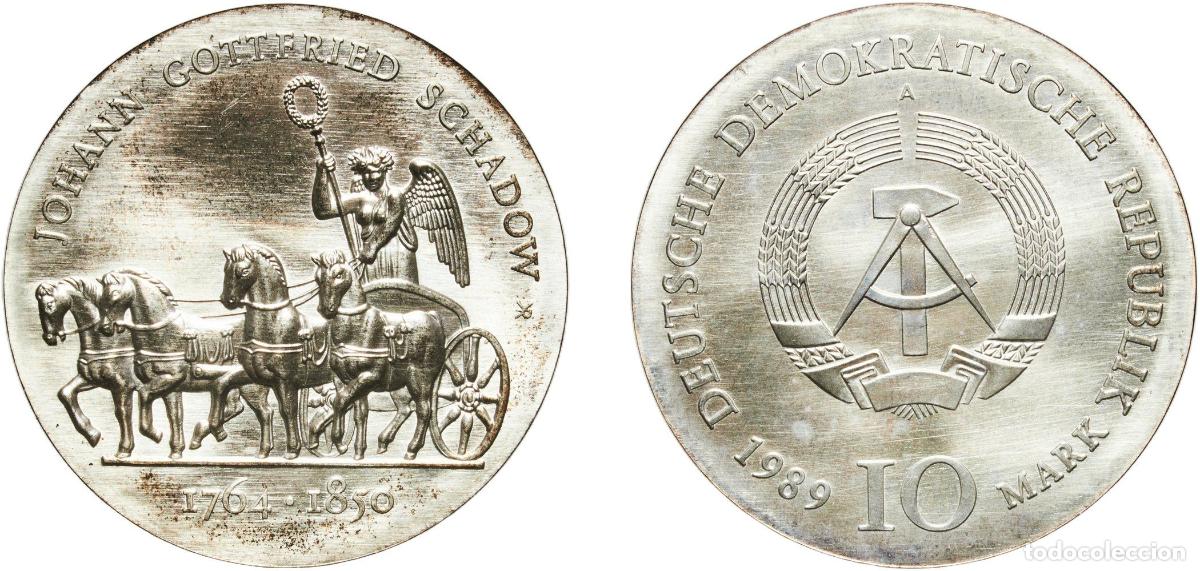 Monedas antiguas de Europa: Germany German Democratic Republic Democratic republic 1989 A 10 Mark (Johann Gottfried Schadow) Si