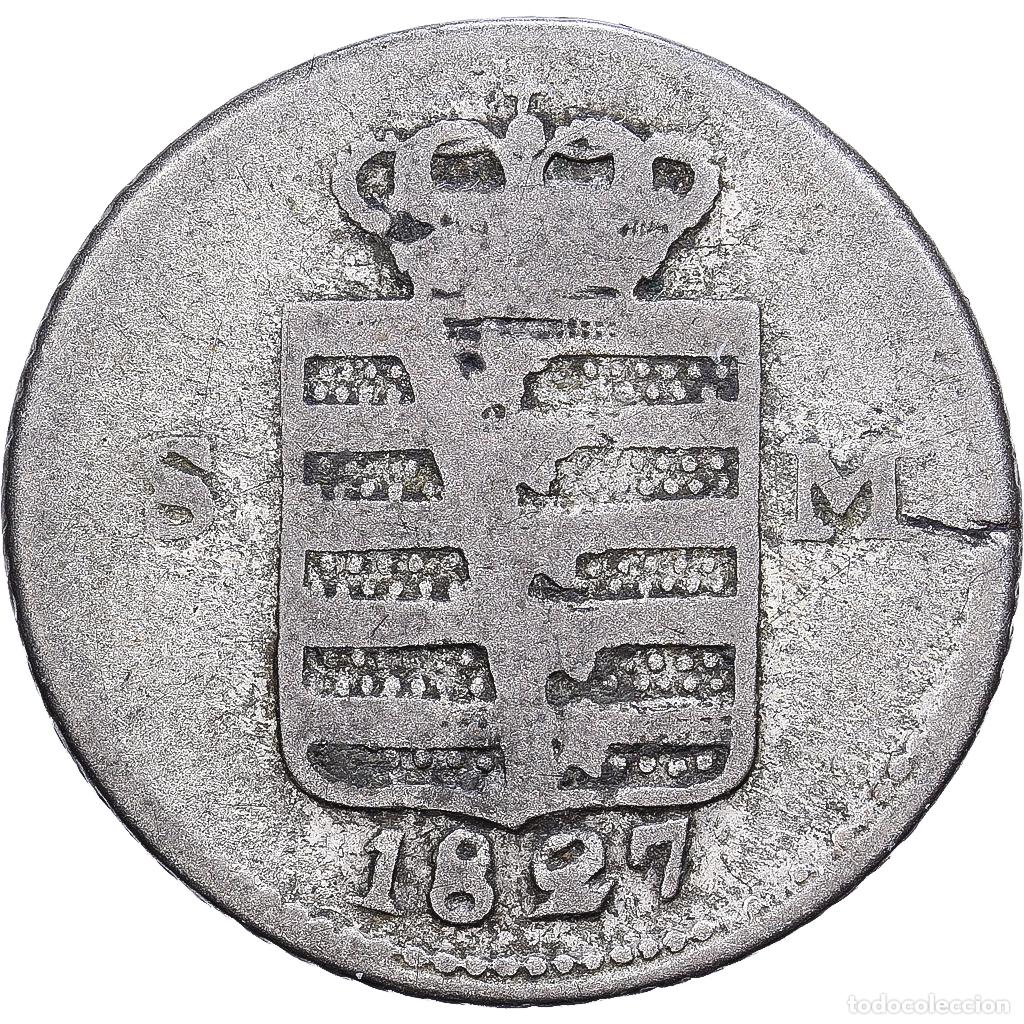 Monedas antiguas de Europa: [#1261252] Estados alemanes, SAXE-MEININGEN, Bernhard II, 6 Kreuzer, 1827, Plata, BC+