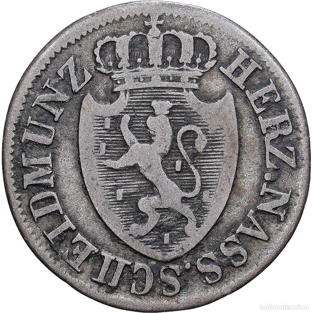 Monedas antiguas de Europa: [#1261253] Estados alemanes, NASSAU, Wilhelm, 3 Kreuzer, '1825', Wiesbaden, Plata, BC+