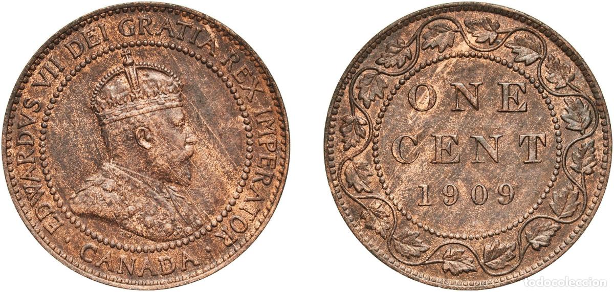 Monedas antiguas de Europa: Canada Commonwealth 1909 1 Cent - Edward VII Bronze (Cu 95%, Sn 4%, Zn 1%) (3973339) 5.73g AU KM 8