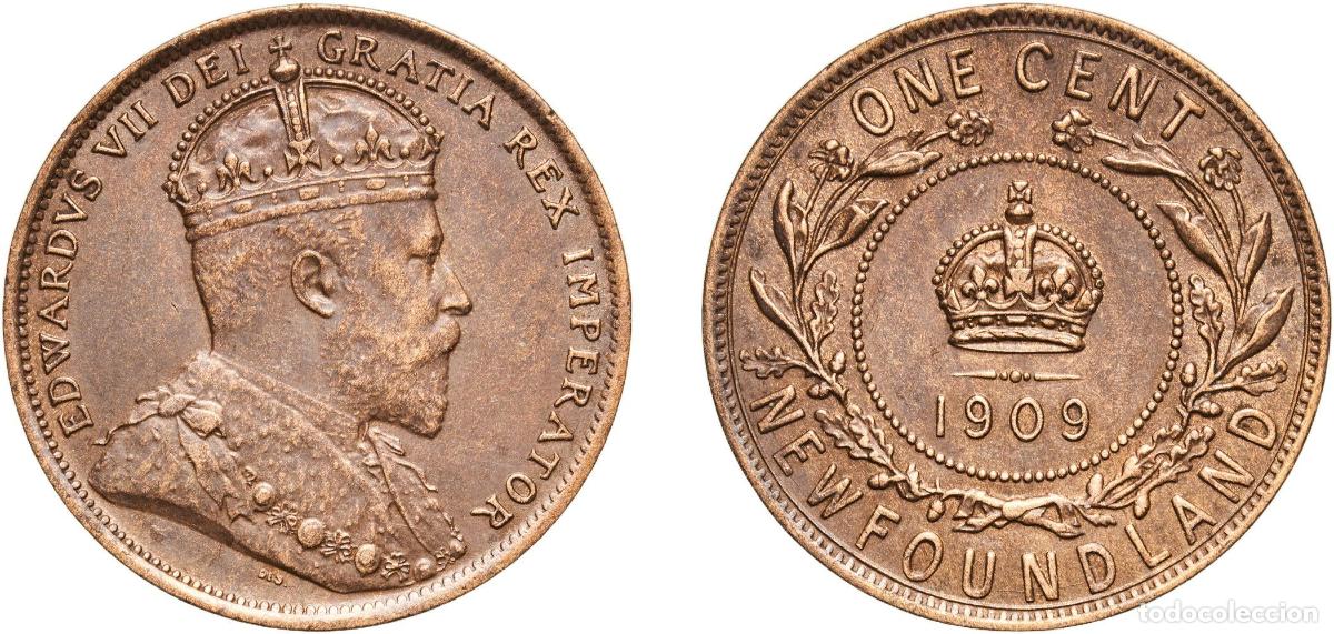 Monedas antiguas de Europa: Canada Newfoundland 1909 1 Cent - Edward VII Bronze (Cu 95%, Sn 4%, Zn 1%) (200000) 5.68g XF KM 9