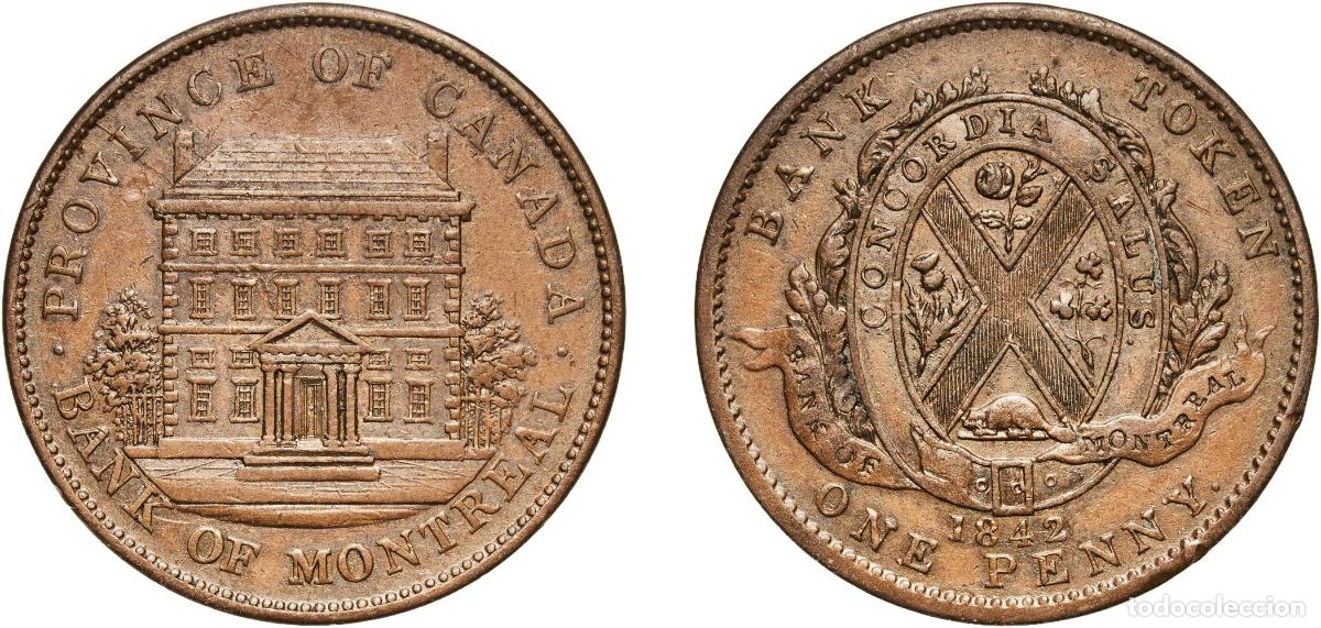 Monedas antiguas de Europa: Canada 1842 1 Penny - Montr&eacute;al Bank Token Copper (240000) 19.13g XF CCT PC-2B