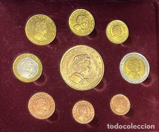 Monedas antiguas de Europa: Colecci&oacute;n de monedas prueba del euro Reino Unido 2002