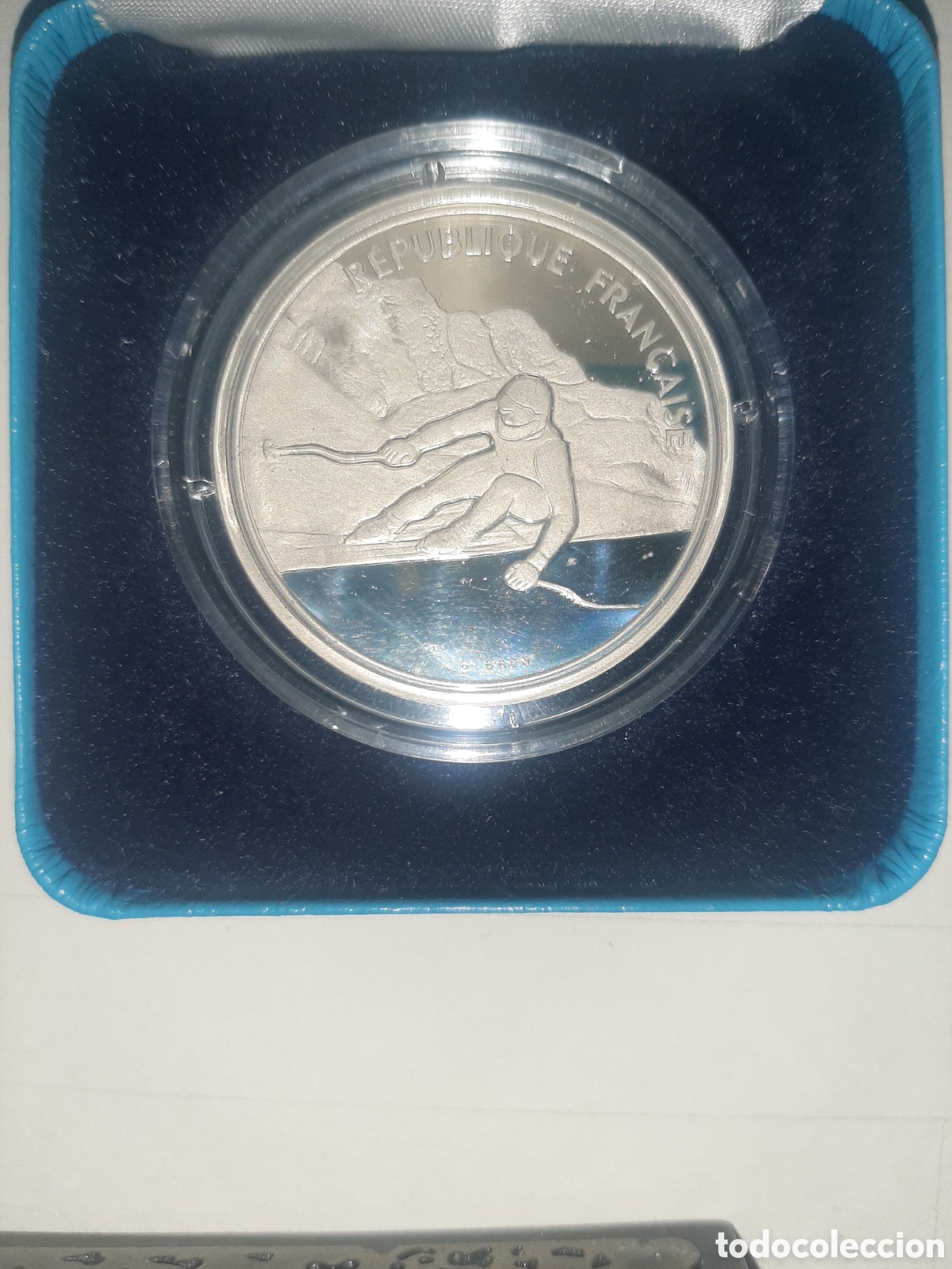 Monedas antiguas de Europa: FRANCIA 100 FRANCOS 1989 OLIMPIADA ALBERTILLE 92 ESQUI ALPINO CAJA ORIGINAL CON CERTIFICADO