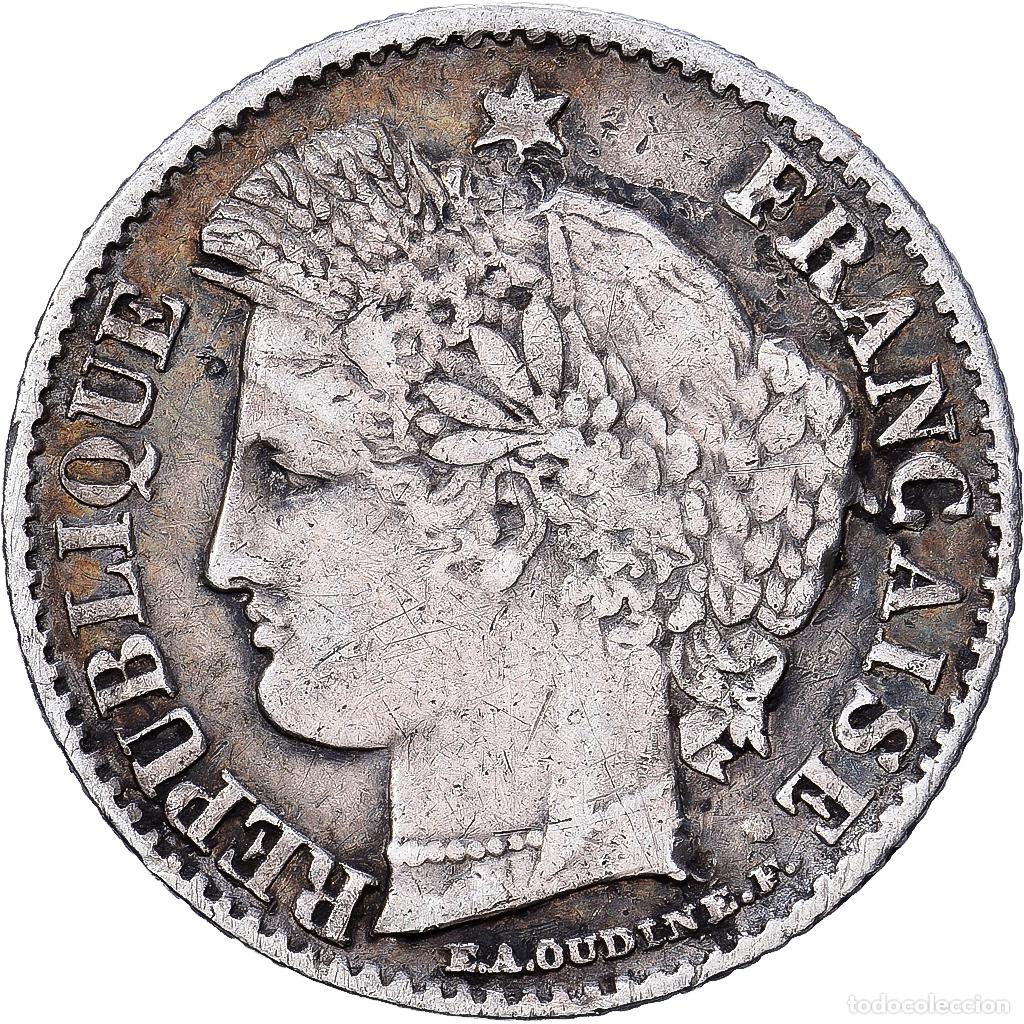 Monedas antiguas de Europa: [#1551442] Francia, 20 Centimes, C&eacute;r&egrave;s, 1851, Paris, Plata, BC+, Gadoury:303, KM:758.1