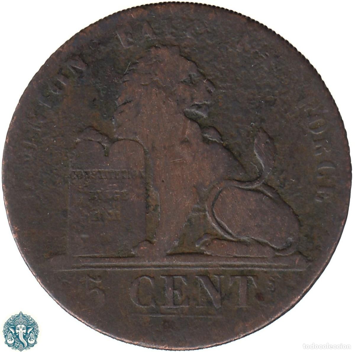 Monedas antiguas de Europa: B&Eacute;LGICA 5 C&eacute;ntimos 1837 Leopoldo I KM#5