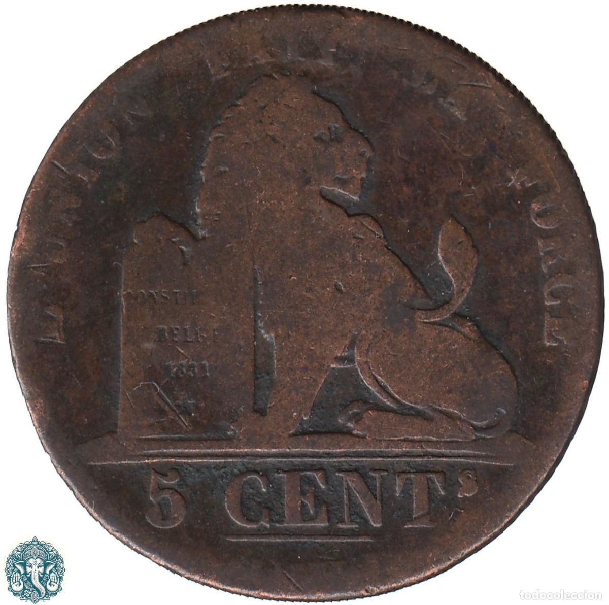 Monedas antiguas de Europa: B&Eacute;LGICA 5 C&eacute;ntimos 1848 Leopoldo I KM#5
