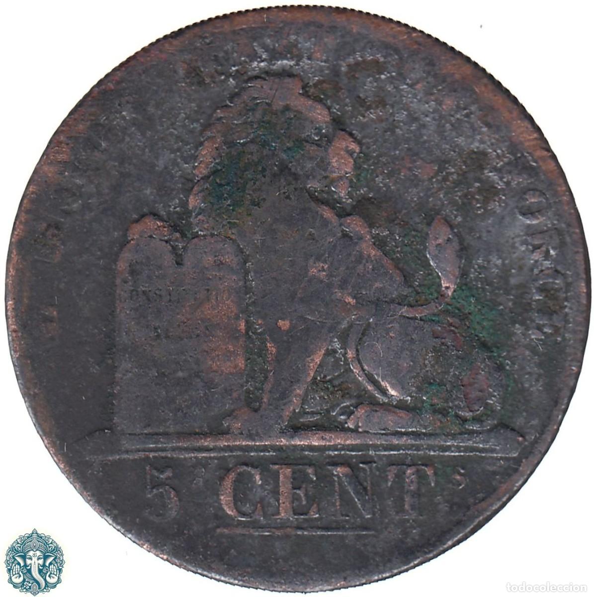 Monedas antiguas de Europa: B&Eacute;LGICA 5 C&eacute;ntimos 1837 Leopoldo I KM#5