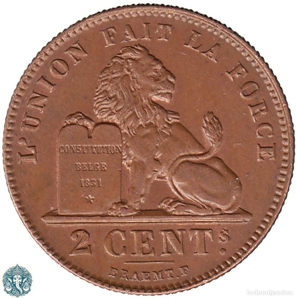 Monedas antiguas de Europa: B&Eacute;LGICA 2 C&eacute;ntimos 1919 Alberto I KM#64 Leyenda Des Belges