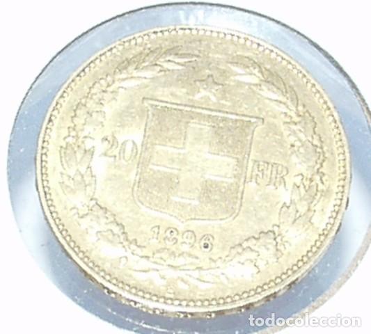 Monedas antiguas de Europa: SUIZA 20 FRANCOS 1896 - ORO LEY ,900 LIBERTAS (HELVETIA)
