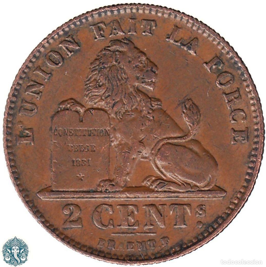 Monedas antiguas de Europa: B&Eacute;LGICA 2 C&eacute;ntimos 1919 Alberto I KM#64 Leyenda Des Belges