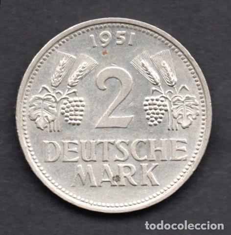 Monedas antiguas de Europa: ALEMANIA - 2 MARCOS 1951 D