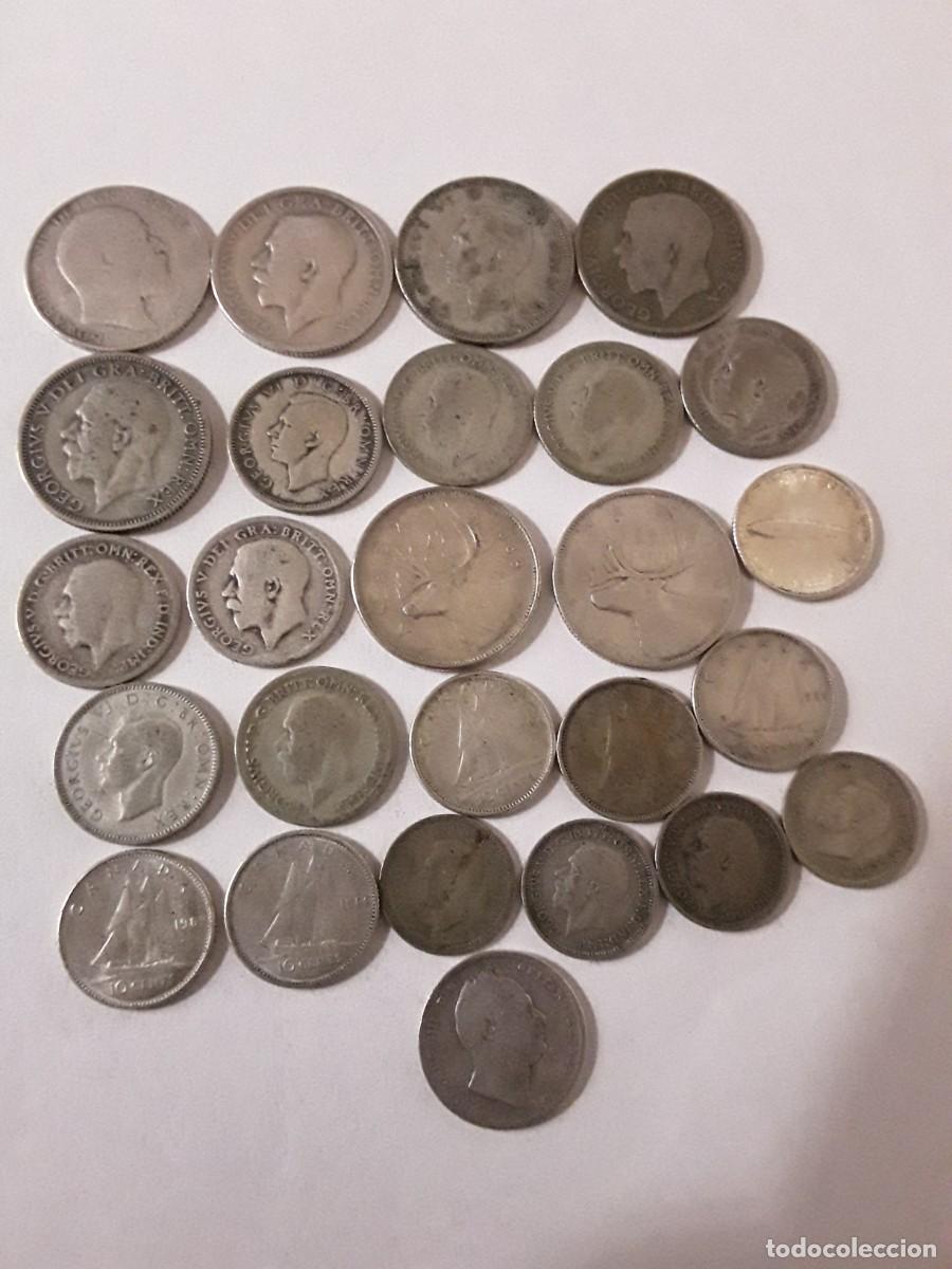 Monedas antiguas de Europa: INGLATERRA + CANADA - LOTE 26 MONEDAS DIFERENTES DE PLATA.