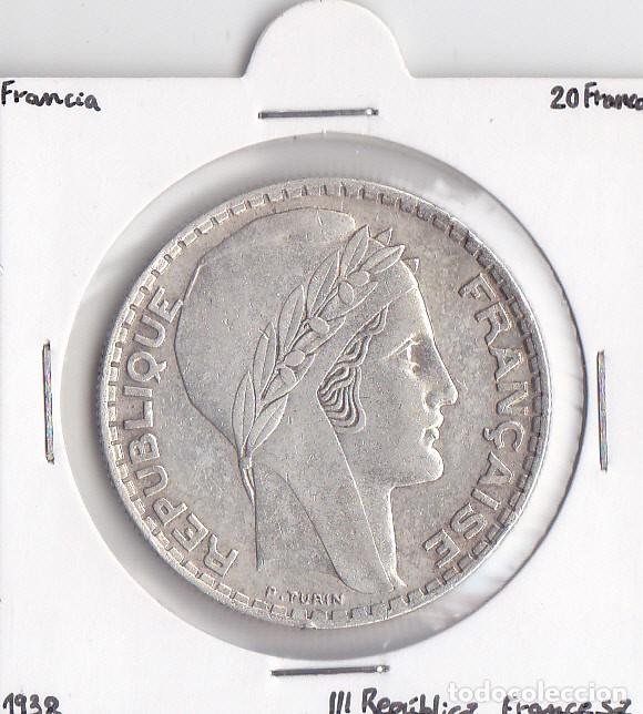 Monedas antiguas de Europa: FRANCIA 20 FRANCOS 1938 III REP&Uacute;BLICA FRANCESA