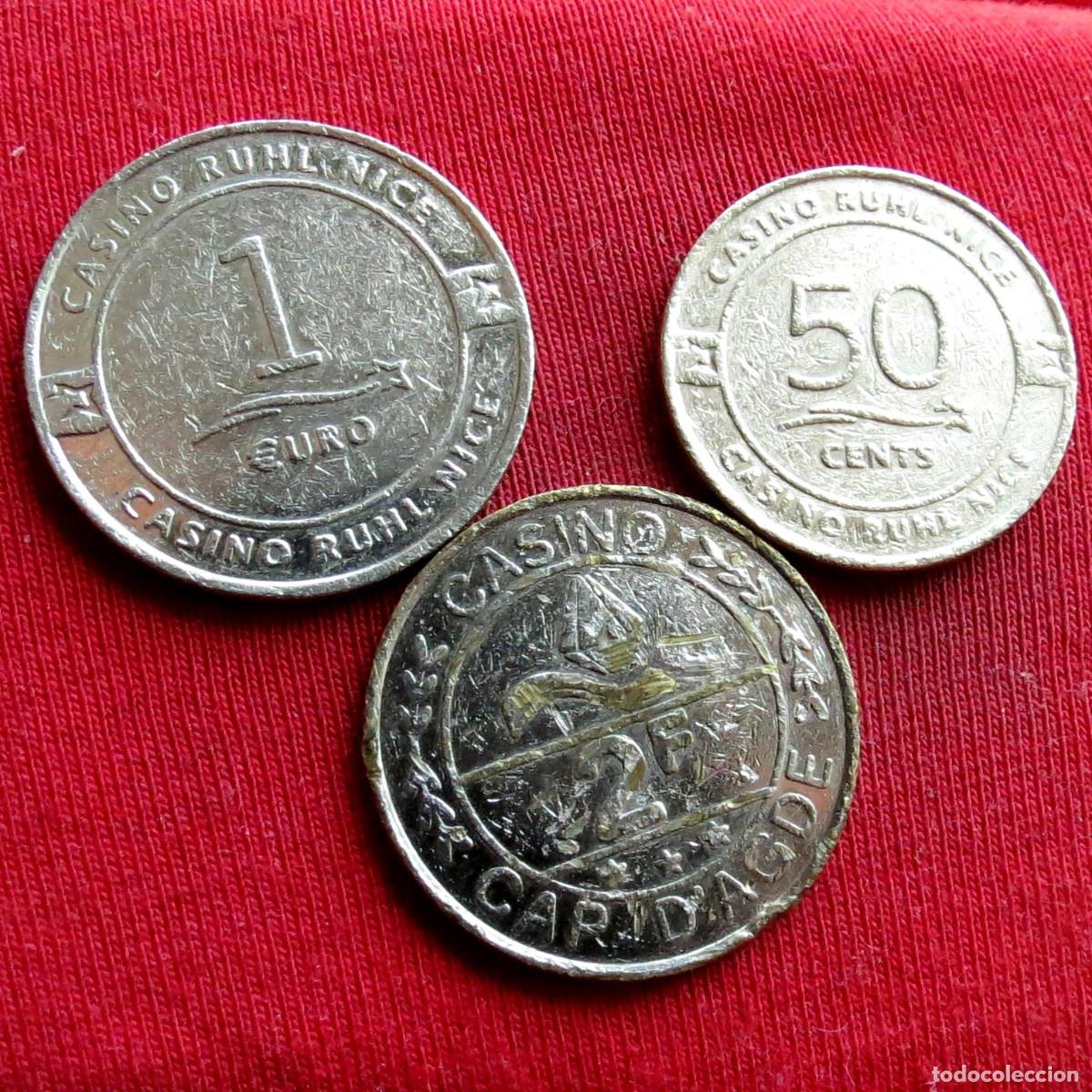 Monedas antiguas de Europa: Francia Casino Ruhl Nice 50 c + 1 &euro; Cap d Agde 2 francos France