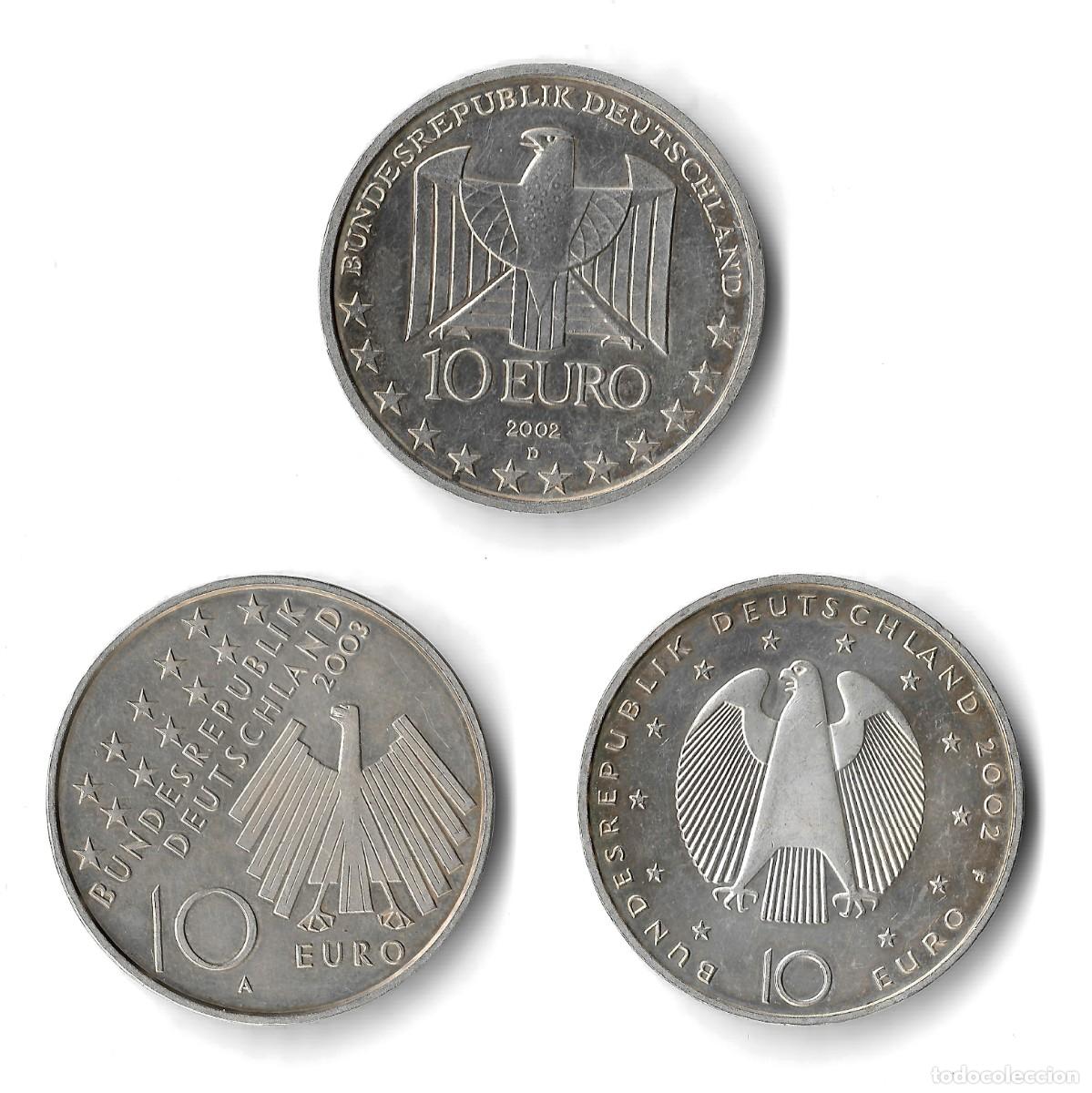 Monedas antiguas de Europa: Lote 3 monedas Alemania 10&euro;