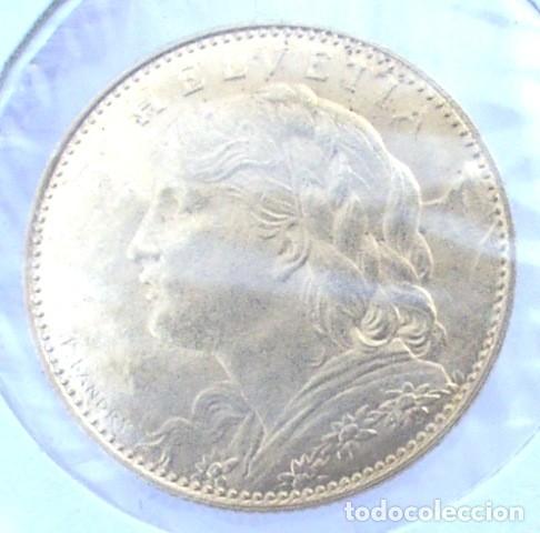 Monedas antiguas de Europa: SUIZA 10 FRANCOS 1922 - ORO LEY ,900 VRENELI