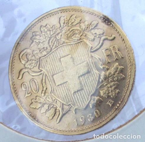 Monedas antiguas de Europa: SUIZA 20 FRANCOS 1930 - ORO LEY ,900 VRENELI