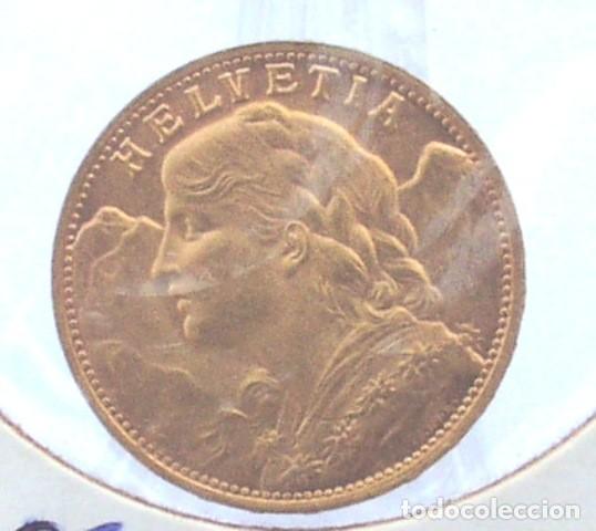 Monedas antiguas de Europa: SUIZA 20 FRANCOS 1947 - ORO LEY ,900 VRENELI