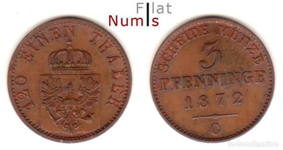 Monedas antiguas de Europa: ALEMANIA - PRUSIA - 3 PFENNINGE - 1872C - E.B.C.