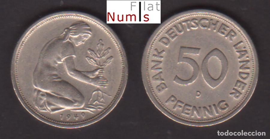 Old Coins of Europe: ALEMANIA - 50 PFENNIG - 1949.D - CUPRONIQUEL