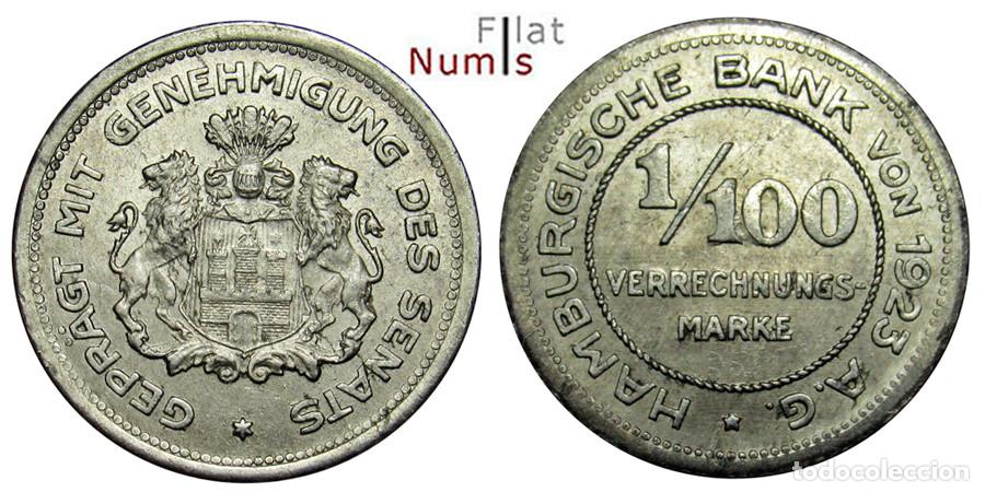 Monedas antiguas de Europa: ALEMANIA - HAMBURGO - 1/100 MARCO - 1923 - E.B.C.