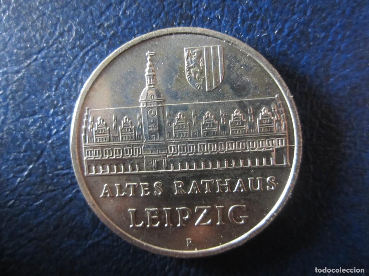 Monedas antiguas de Europa: Alemania Oriental RDA DDR 5 Marcos 1984 Alter Rathaus Leipzig