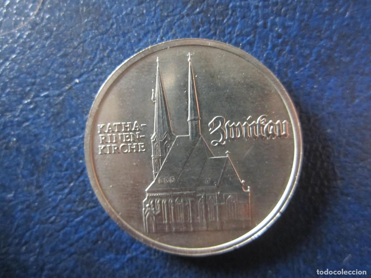 Monedas antiguas de Europa: Alemania Oriental RDA DDR 5 Marcos 1989 Zwickau