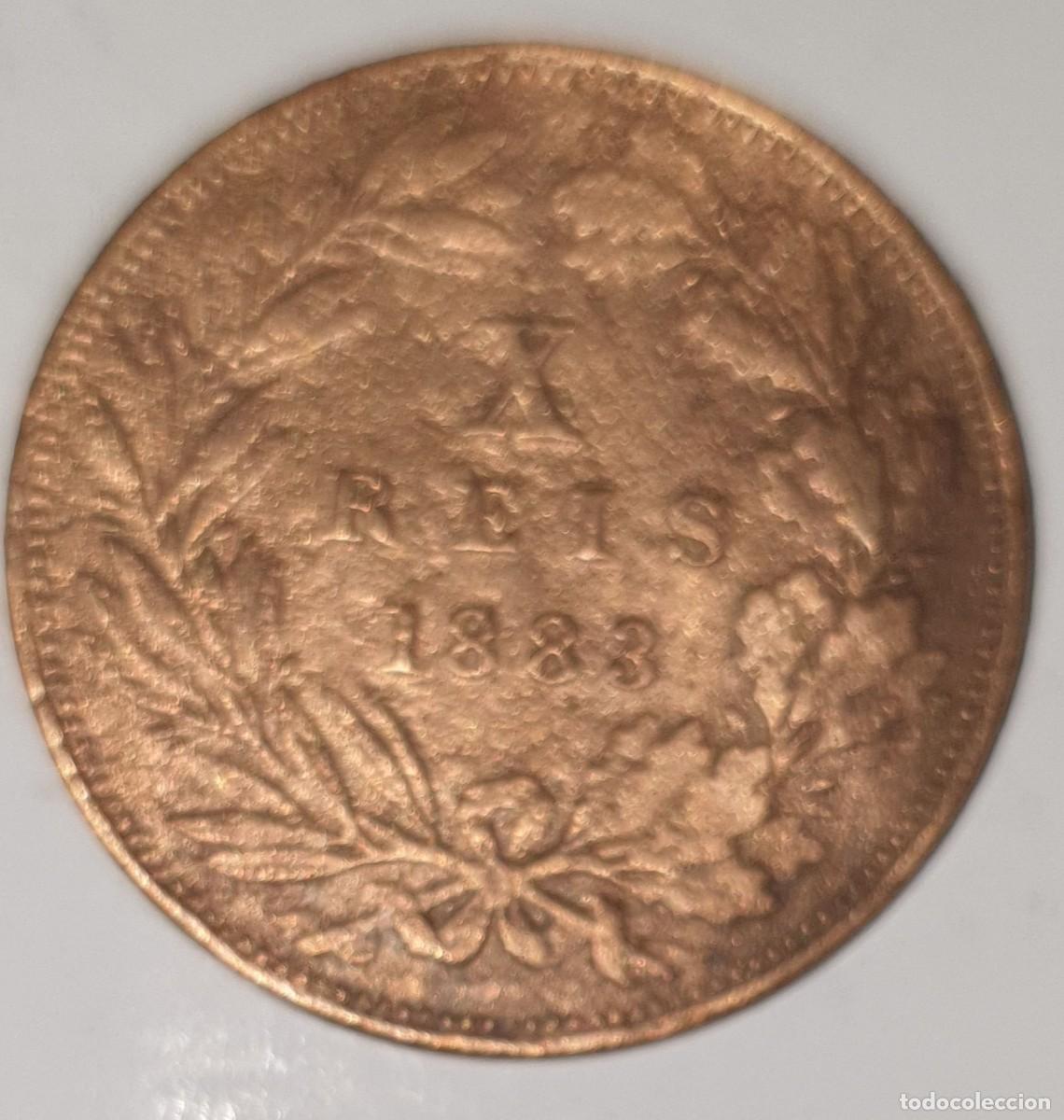 Monedas antiguas de Europa: Portugal 1 Reis 1883 &ndash; Rey Luis I (Lu&iacute;s I de Portugal)