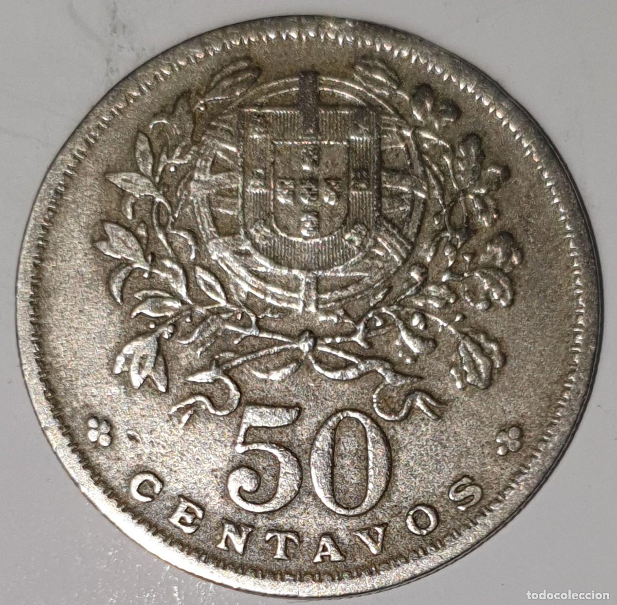 Monedas antiguas de Europa: PORTUGAL &ndash; 50 CENTAVOS 1965 &ndash; REP&Uacute;BLICA PORTUGUESA &ndash; ESCUDO NACIONAL